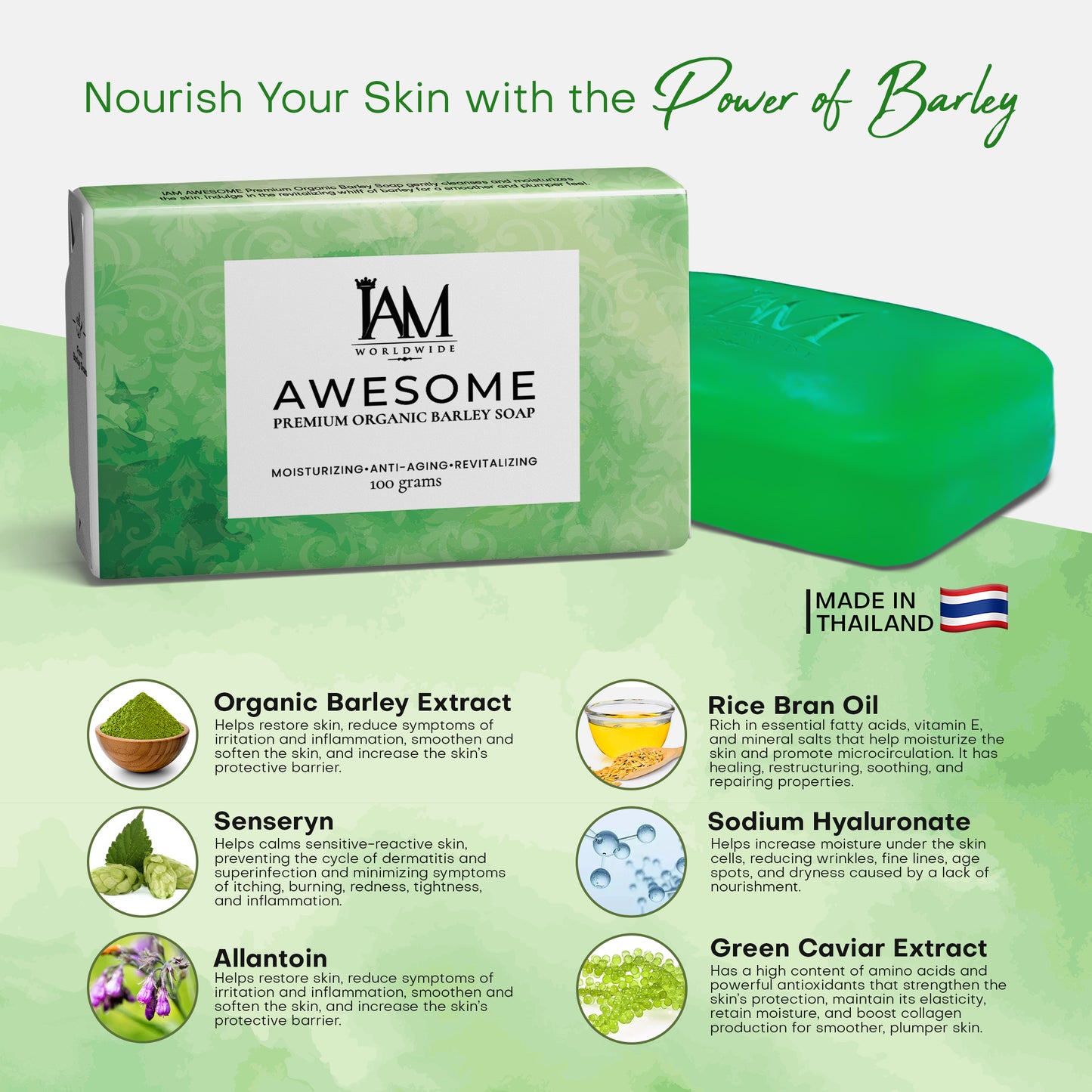 IAM Awesome Organic Premium Barley Soap