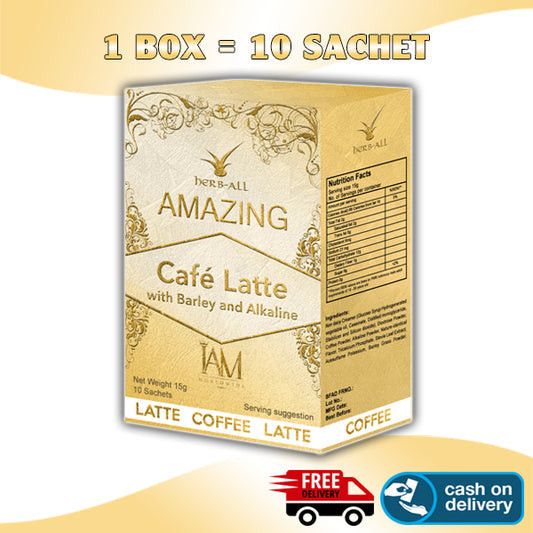 AMazing Coffee Latte with Barley and Alkaline | 1 Box | 10 Sachets | Free Shipping